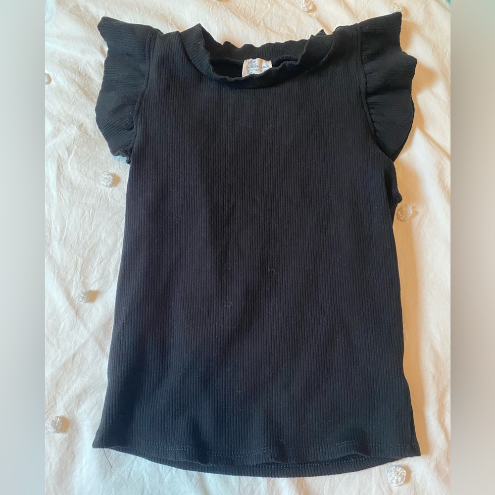 Francesca’s Black Ruffled Sleeve Top